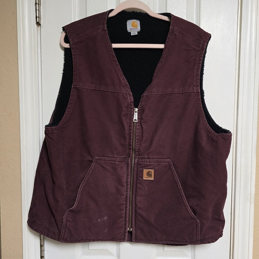 Carhartt V26 burgundy red work wear vest XL